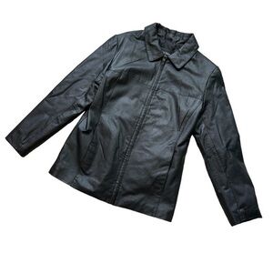 Classic Black Leather Zip Jacket